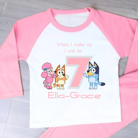 Personalised Girls Bluey, Bingo and Coco Birthday Pyjamas AishaBaileyDesigns