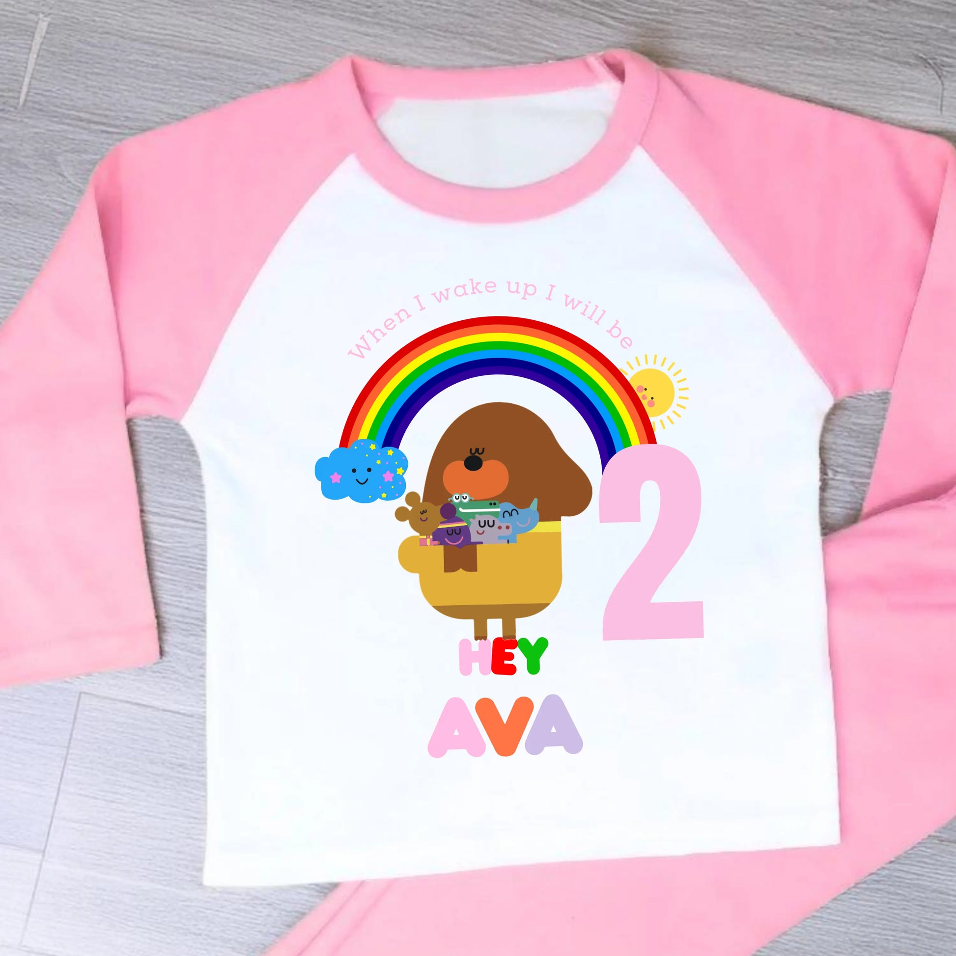 Girls Personalised Hey Duggee Birthday Pyjamas, When I Wake up I Will be AishaBaileyDesigns