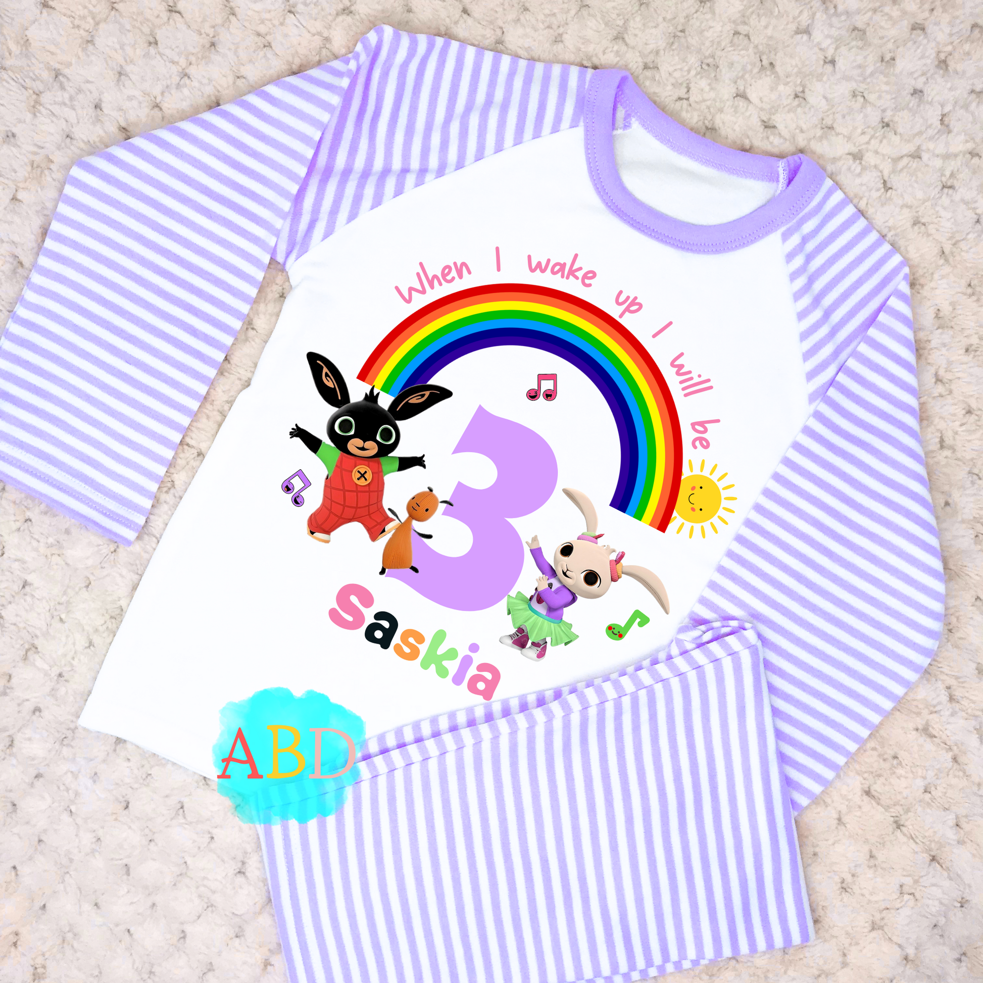 Bing and Coco birthday pyjamas, when i wake up bing bunny, bing bunny gift, bing bunny personalised