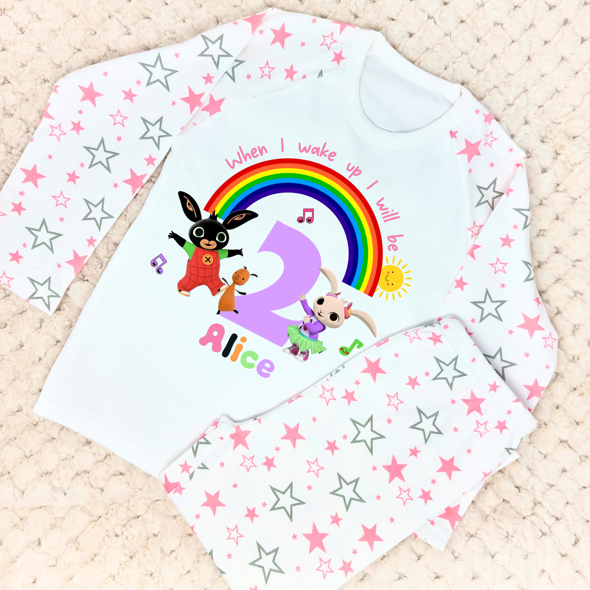 Bing and Coco birthday pyjamas, when i wake up bing bunny, bing bunny gift, bing bunny personalised