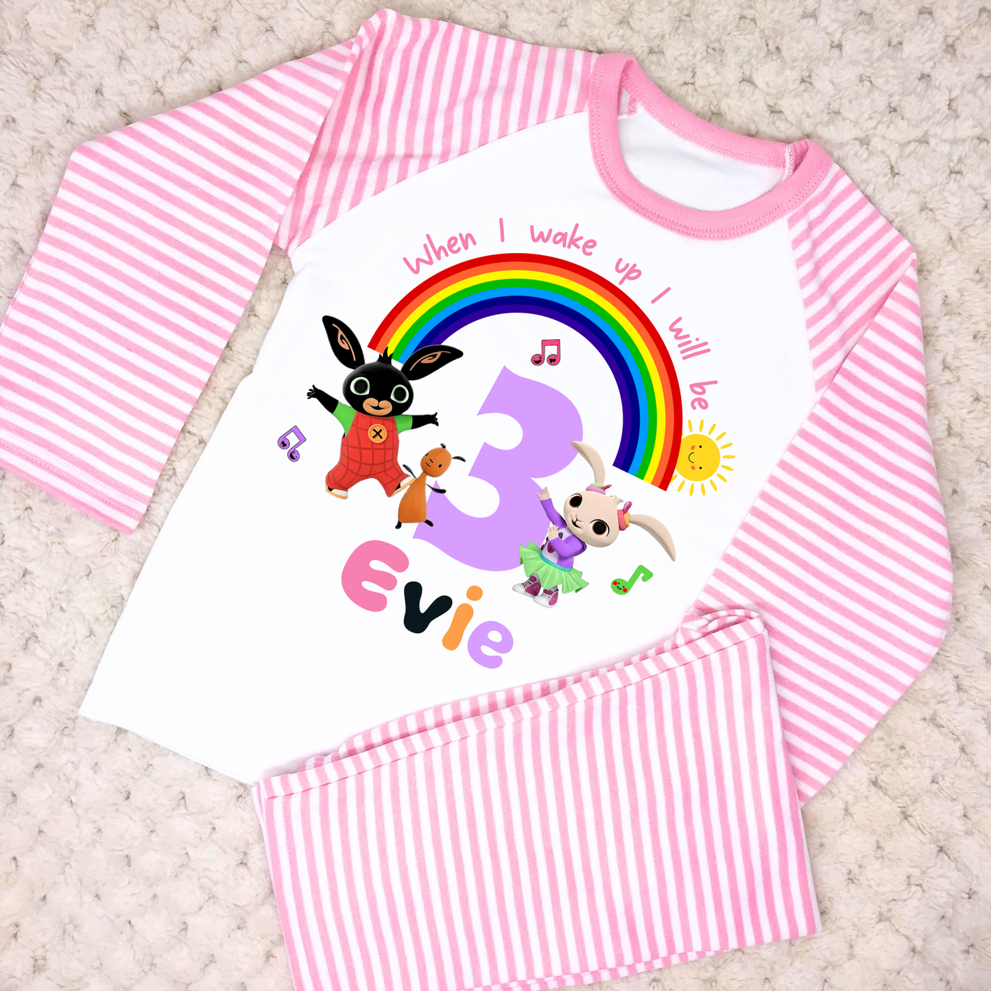 Bing and Coco birthday pyjamas, when i wake up bing bunny, bing bunny gift, bing bunny personalised