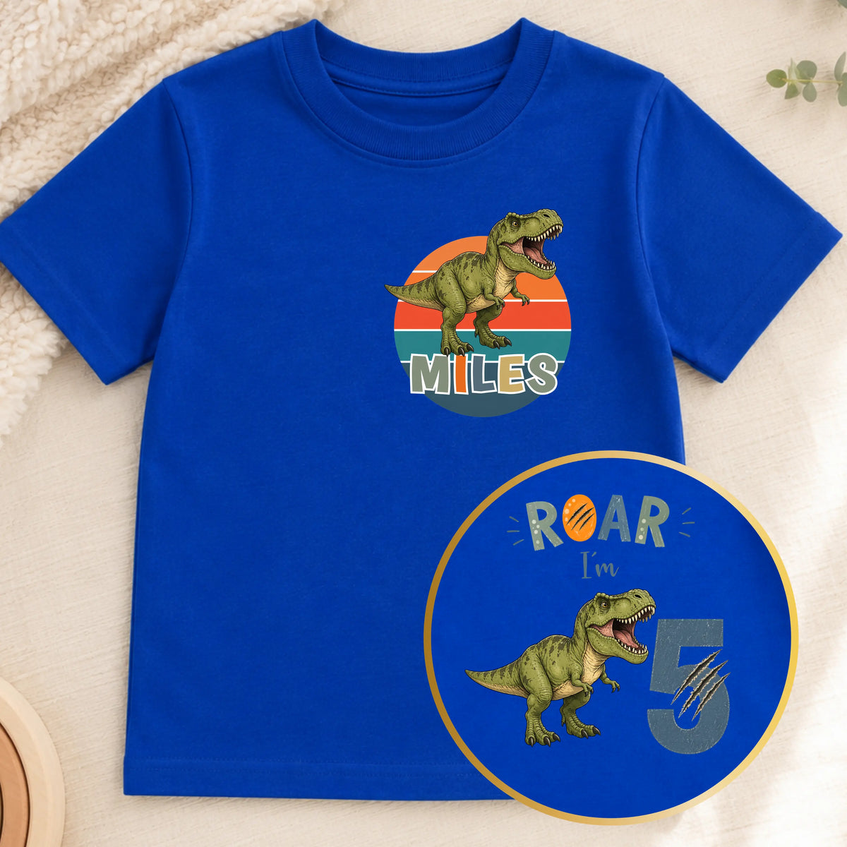 Personalised Boys Dinosaur Birthday T-shirt, Roar I’m 4 - 4th Birthday Tee AishaBaileyDesigns