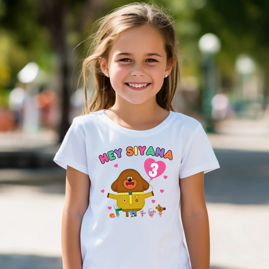 Girls Personalised Hey Duggee and the Squirrels Birthday T-shirt  - any name and age AishaBaileyDesigns