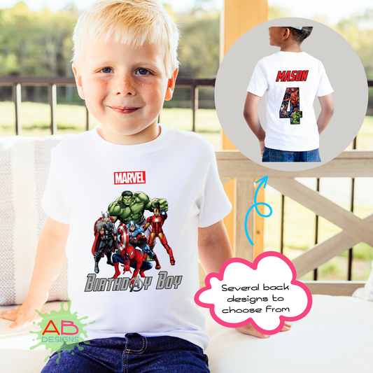 Superhero birthday t-shirt, Mavel birthday tee, Boys birthday top, Superhero birthday gift