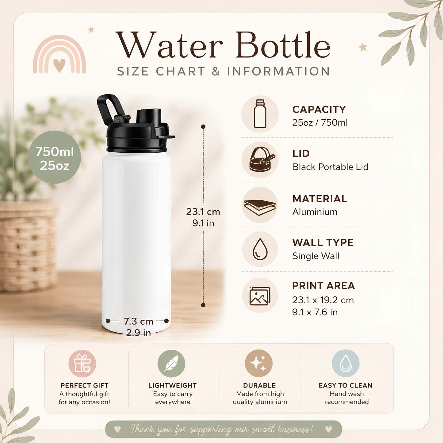 Personalised Back to School Water Bottle for Girls | Custom Kids Water Bottle
