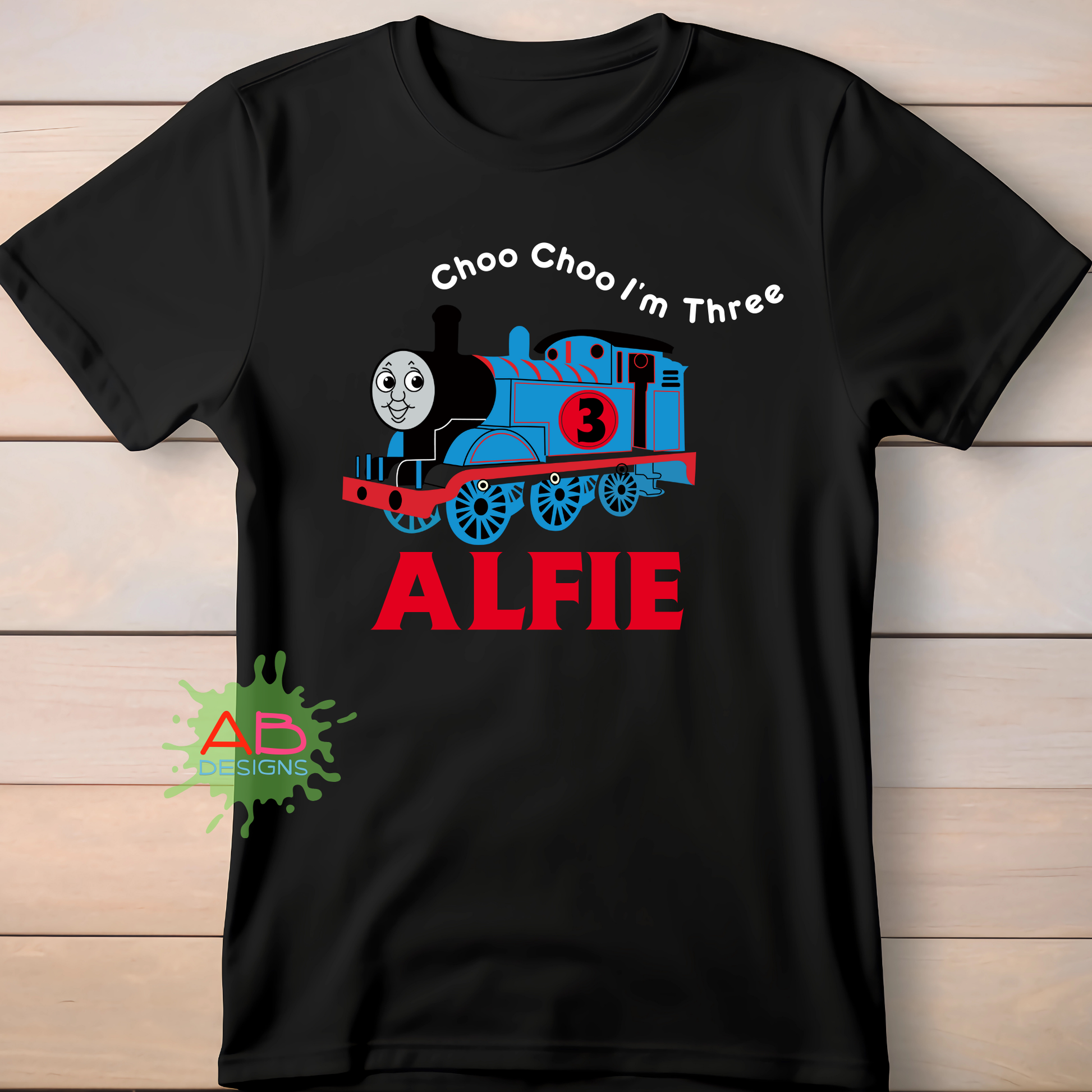 Birthday T-shirt - Personalised Thomas the Tank Engine Tee for Boys, Choo Choo I'm Two