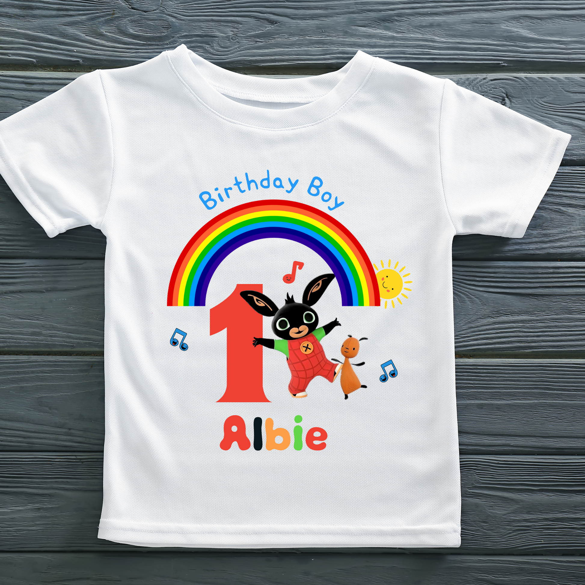 Boys Bing Bunny birthday t-shirt, personalised bing birthday tee, Bing and Gloppy bunny top, Bing birthdsy top