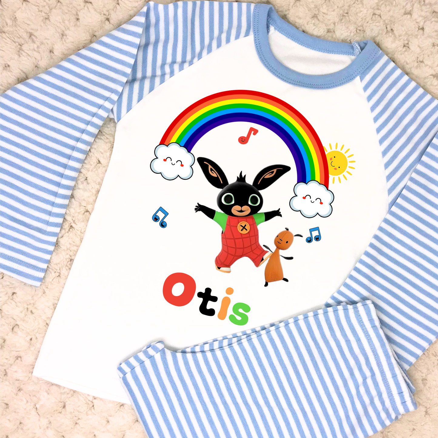 Bing bunny personalised pyjamas, bing bunny with name, Bing bunny custom pjs, bing and floppy pyjamas