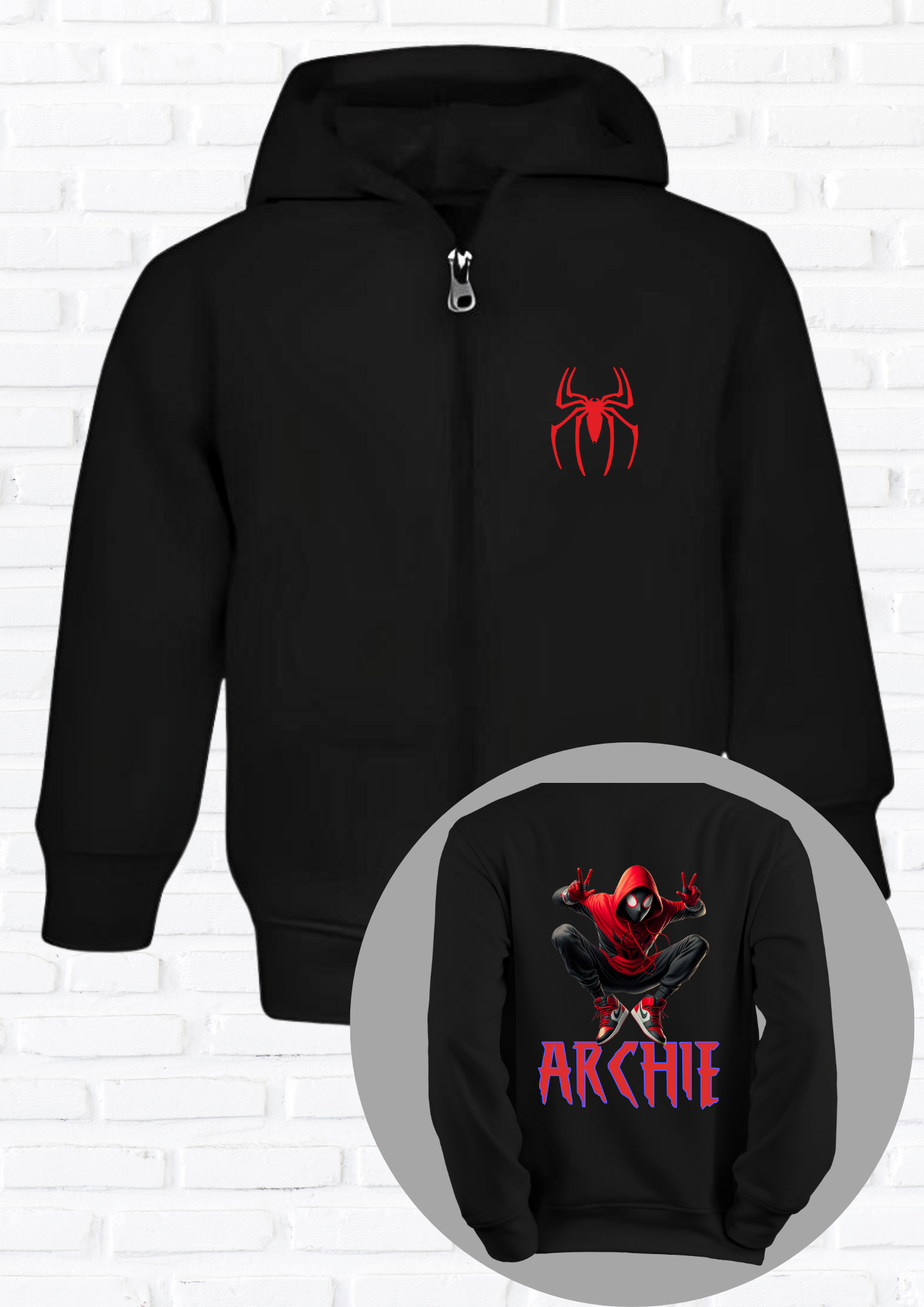 Get the personalized Miles Morales hoodie for girls—perfect for Spider-Man fans! Vibrant design with your child's name. Great gift for warmth and style.