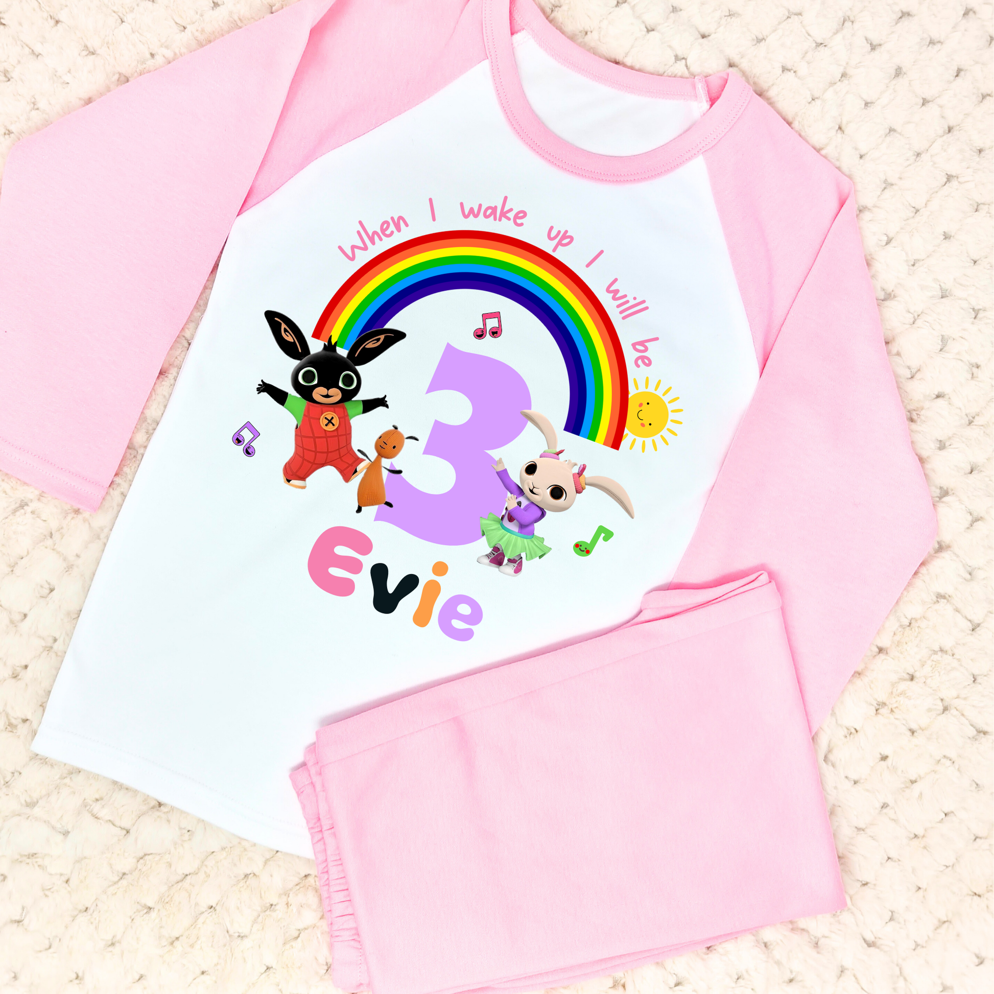 Bing and Coco birthday pyjamas, when i wake up bing bunny, bing bunny gift, bing bunny personalised