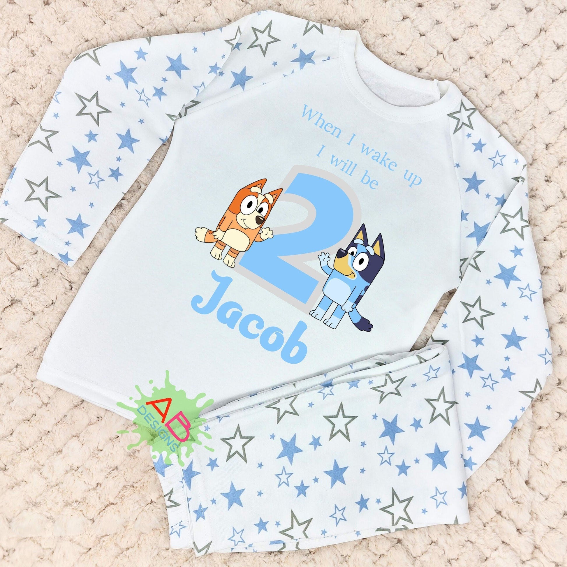 ersonalised bluey, when i wake up bluey, bluey and bingo pyjamas, boys bluey birthday gift