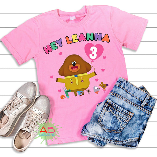 Birthday T-shirt: Personalised Hey Duggee Design for Girls
