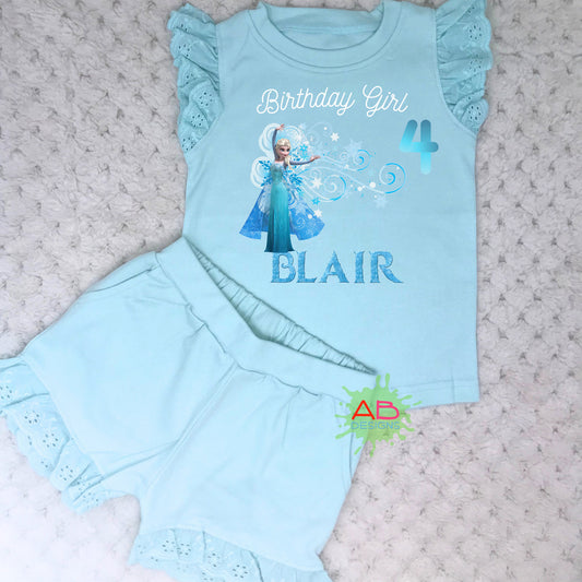 Personalised Frozen Elsa Birthday Shorts and T-shirt, Birthday Eve Two Piece Set, When I Wake Up Gift, Princess Custom Birthday Gift, Princess Birthday shorts t-shirt