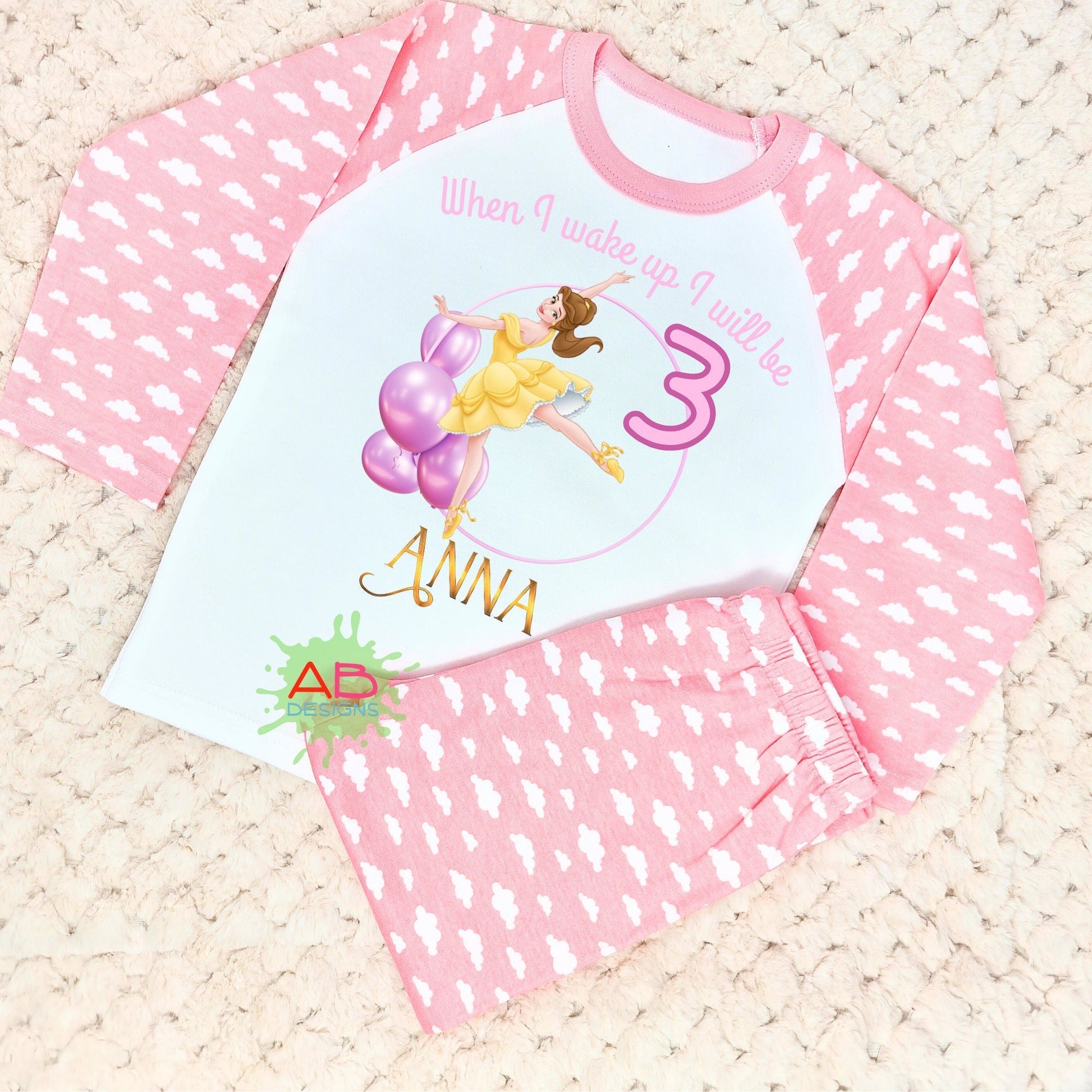 Girls Personalised Frozen Anna and Elsa Birthday Pyjamas
