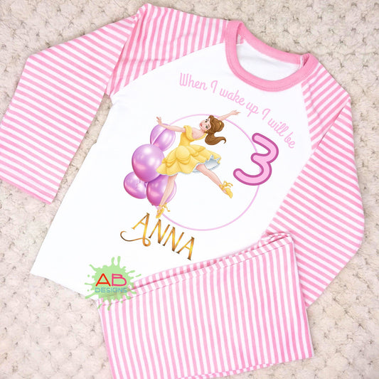 Girls Personalised Frozen Anna and Elsa Birthday Pyjamas