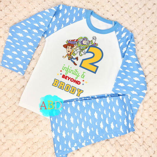Toy Story birthday pyjamas, when i wake up toy story, 2 infinity and beyond birthday, toy story's 2nd birthday