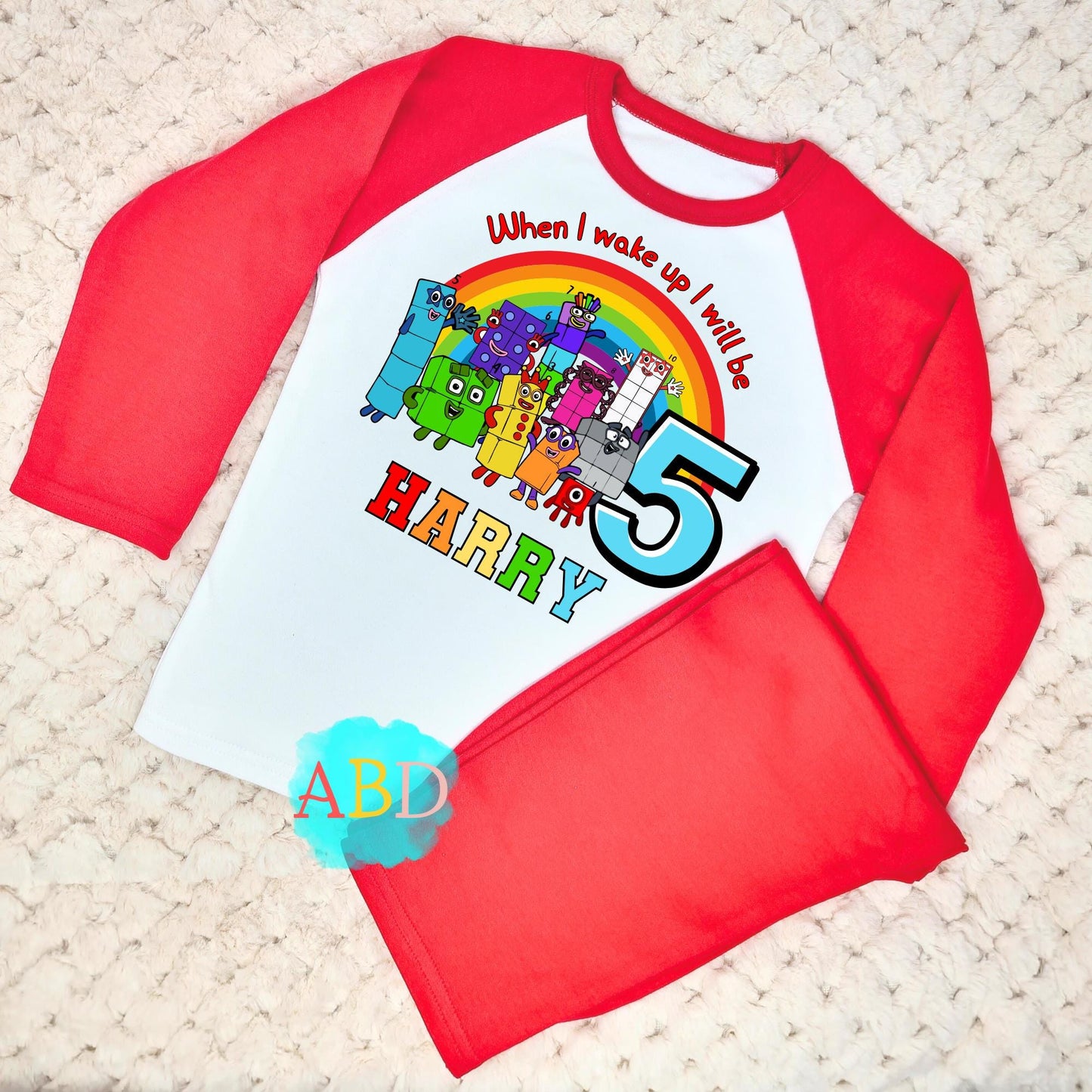 Numberblocks birthday pyjamas, Personalised NumberBlocks with Name, When I wake up Numberblocks, boys numberblocks pjs,