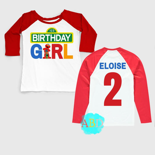 Personalised Elmo from Sesame Street Birthday Raglan Top, Happy Birthday T-shirt, Custom Elmo Baseball top, Birthday t-shirt personalised