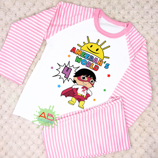 Birthday Pyjamas - Personalised Ryan's World Girls PJs