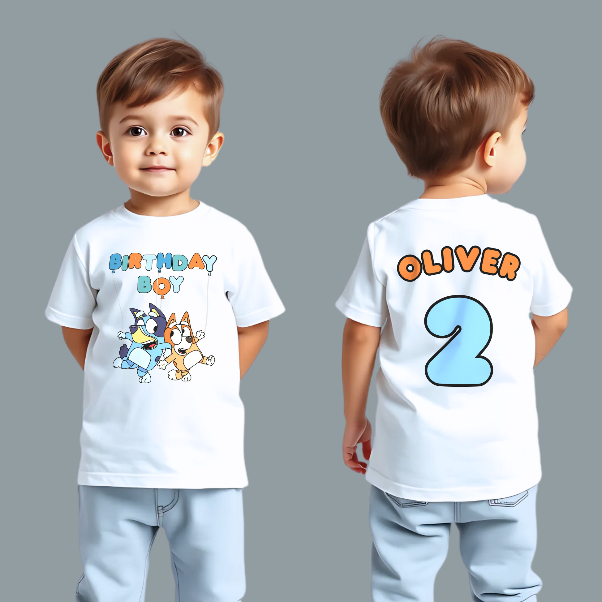 Bluey Birthday T-shirt - Personalised Bluey & Bingo Birthday Tee for Boys, personalised bluey birthday tshirt