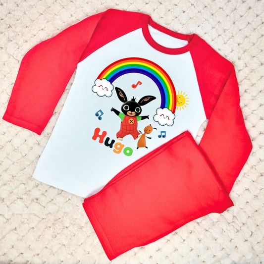 Bing bunny personalised pyjamas, bing bunny with name, Bing bunny custom pjs, bing and floppy pyjamas