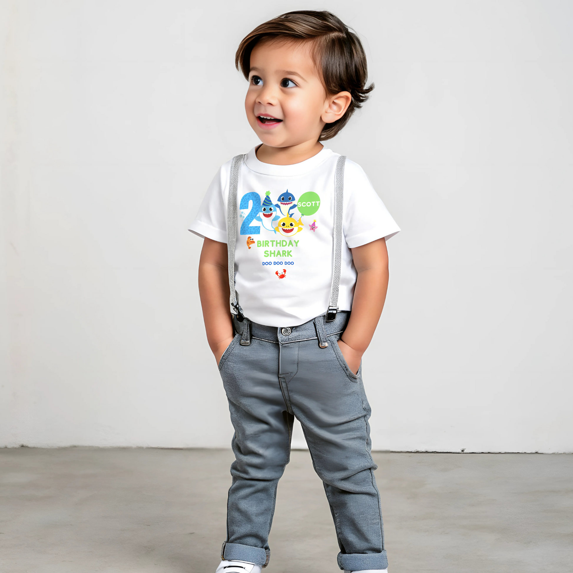 Birthday Shark T-shirt for Boys - Personalised Baby Shark Birthday Tee, personalised birthday shark top, baby shark birthday top
