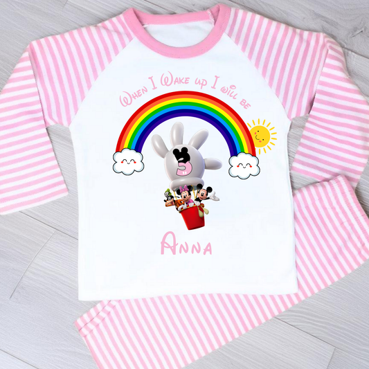Mickey Mouse Clubhouse Birthday Pyjamas for Girls - Personalised Mickey's Clubhouse Nightwear, when I wake up Mickies clubhouse, personalised mickie clubhouse birthday pjs, mickie mouse personalise birthday pajamas