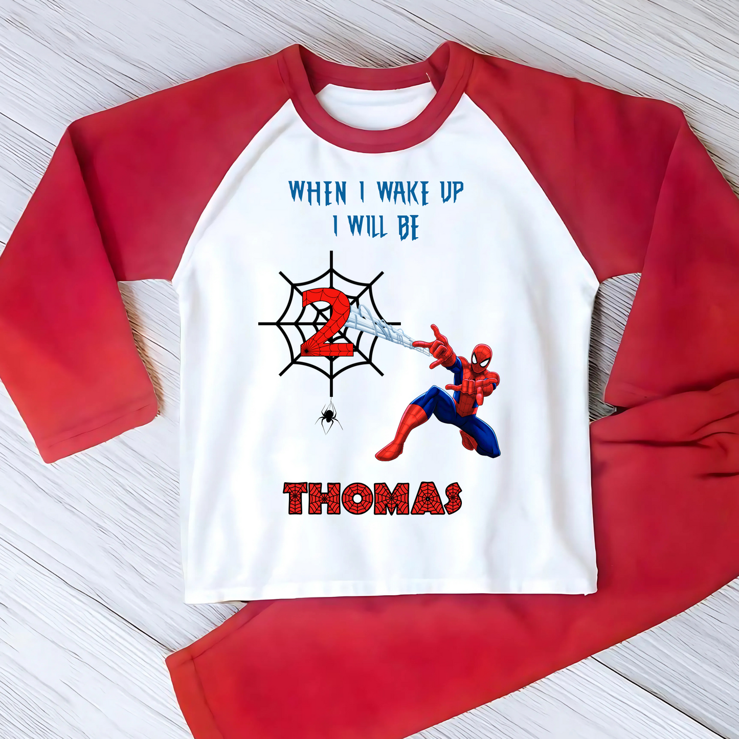 Spiderman Birthday Pyjamas - Boys Personalised Spiderman Birthday PJs, personalised spiderman birthday pyjamas, spidery birthday pjs personalised, spiderman birthday pjs