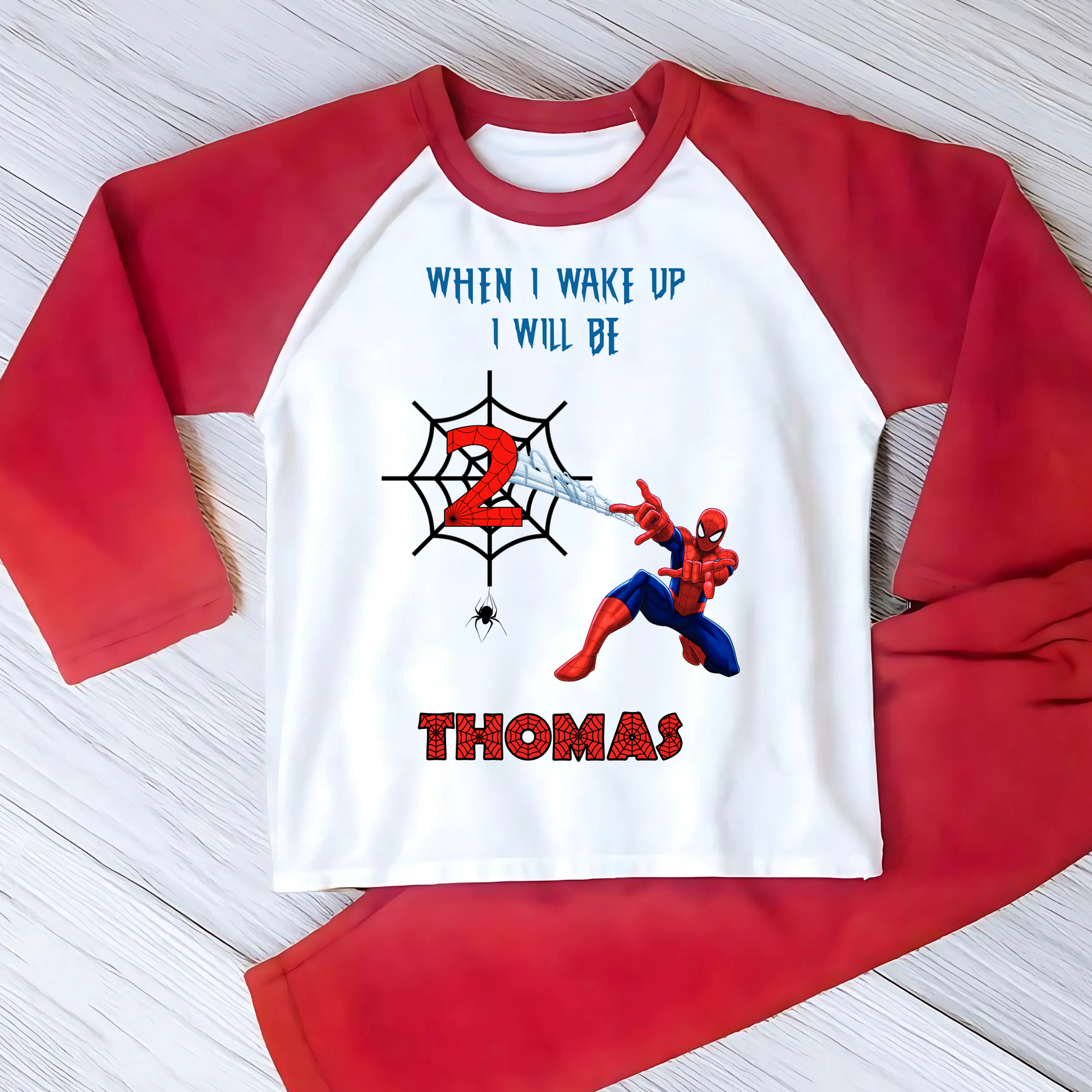 Spiderman Birthday Pyjamas - Boys Personalised Spiderman Birthday PJs, personalised spiderman birthday pyjamas, spidery birthday pjs personalised, spiderman birthday pjs