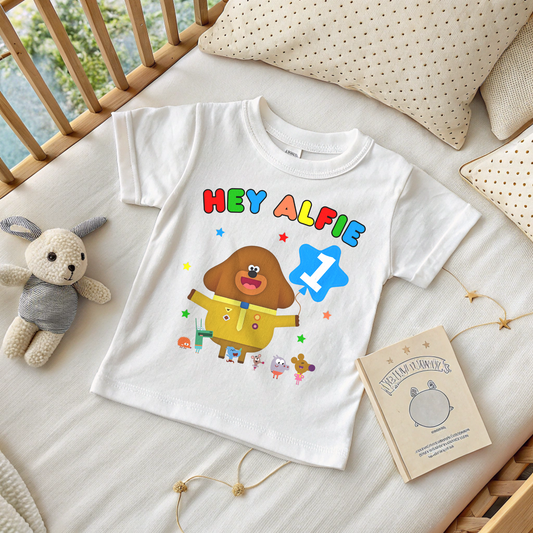 Birthday T-shirt: Personalised Boys Hey Duggee Birthday Top
