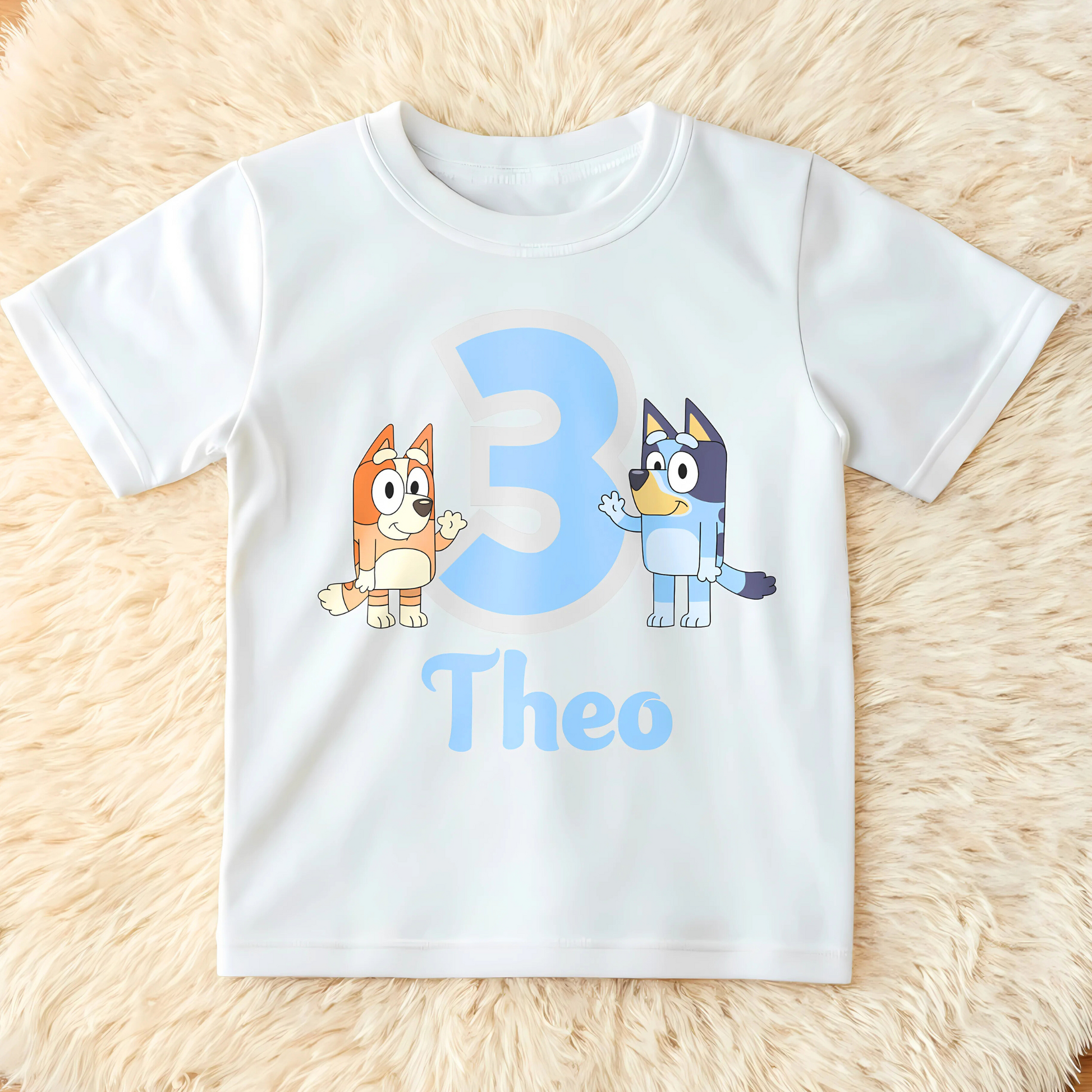 Birthday T-shirt - Personalised Bluey & Bingo Birthday Tee for Boys