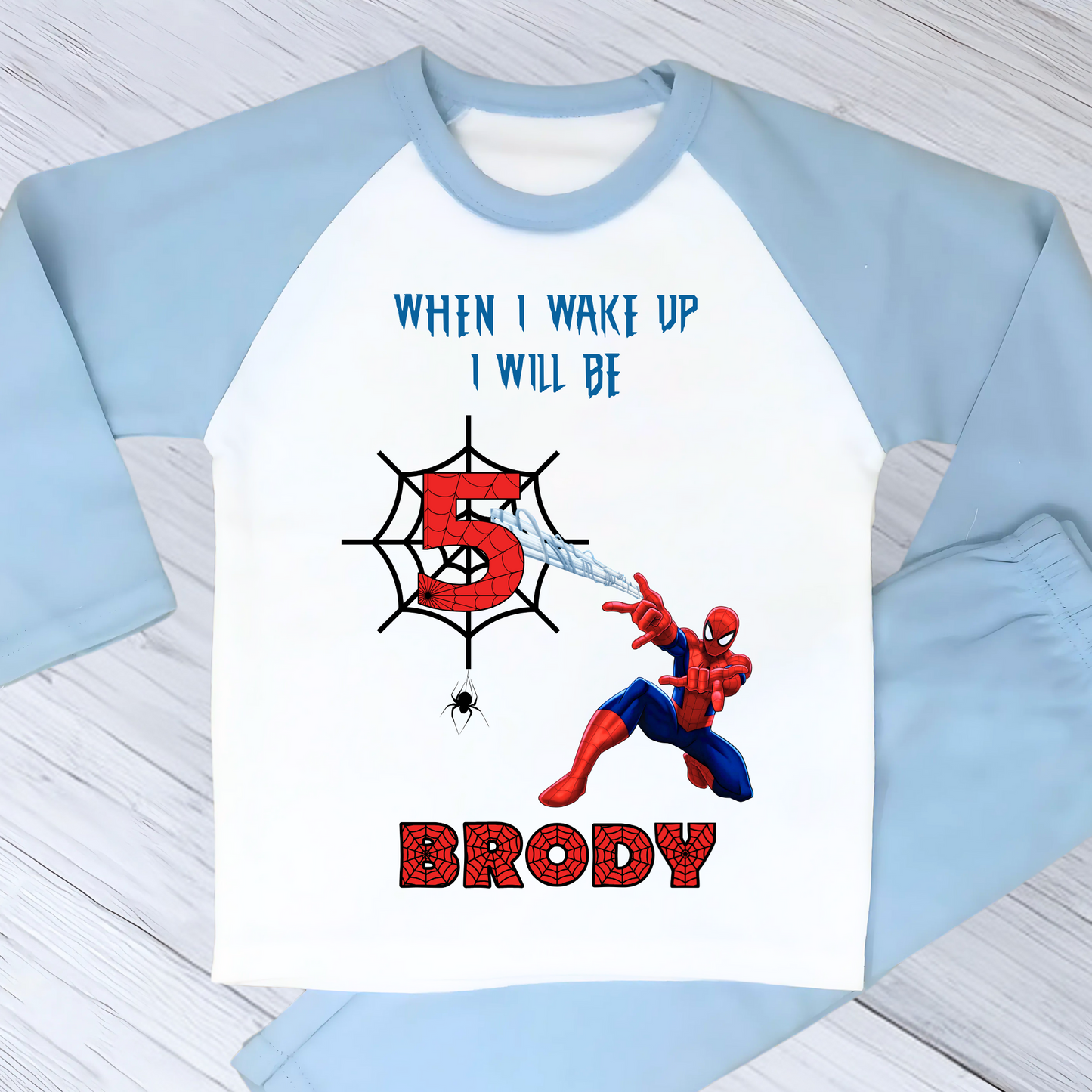 Spiderman Birthday Pyjamas - Boys Personalised Spiderman Birthday PJs, personalised spiderman birthday pyjamas, spidery birthday pjs personalised, spiderman birthday pjs