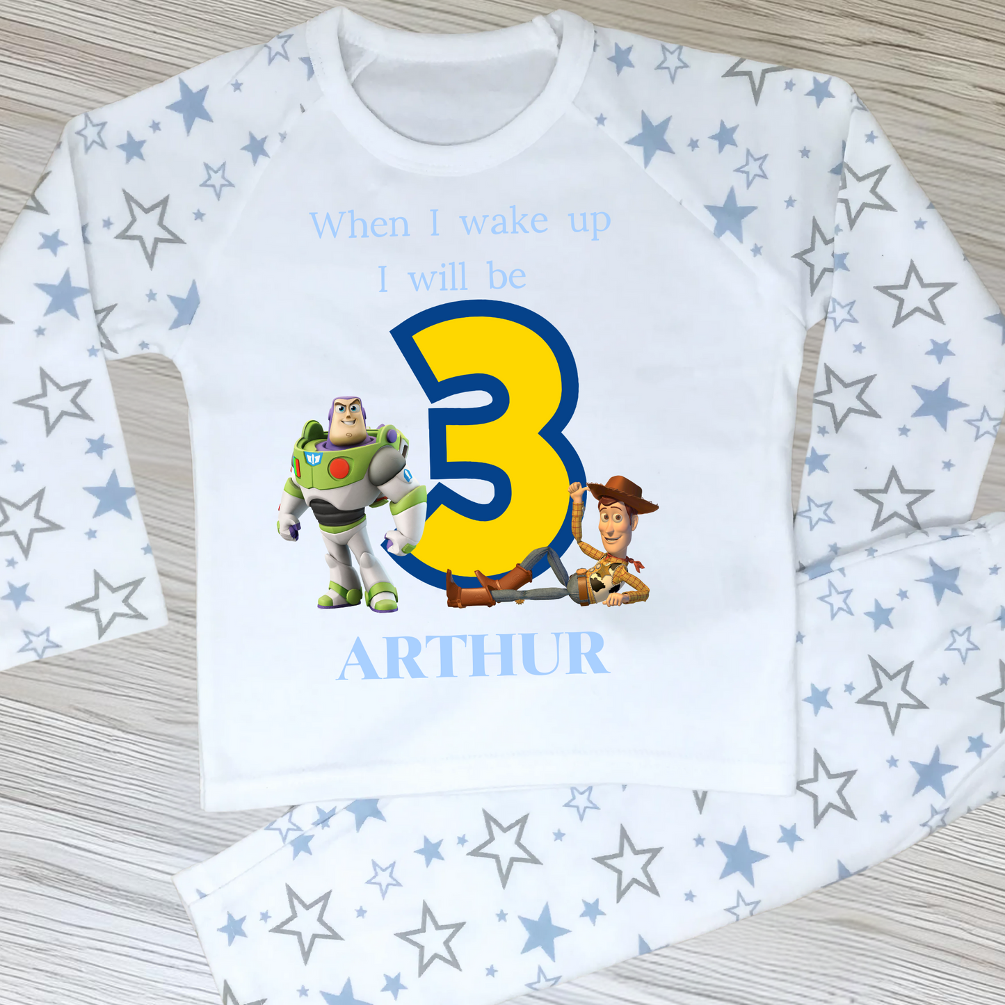 Toy Story Birthday pyjamas, Boys personalised Buzz and Woody Pjs, When I Wake up I Will Be Toy Story, Toy Story with name, Buzz and Woody Sleepwear, Toy Story birthday gift