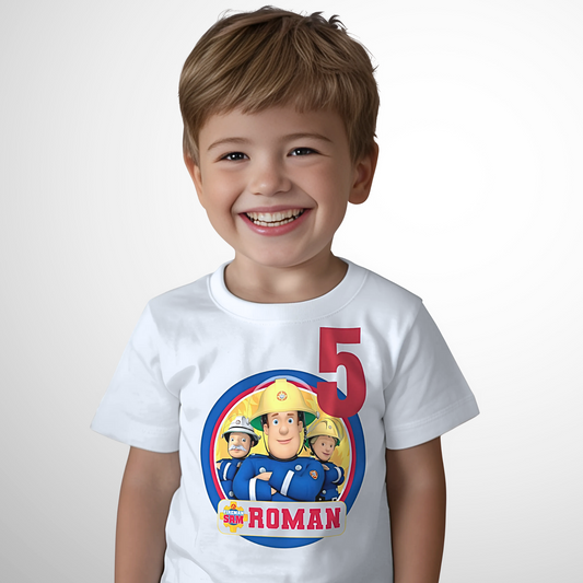 Birthday T-shirt | Custom Fireman Sam Birthday Shirt for Boys