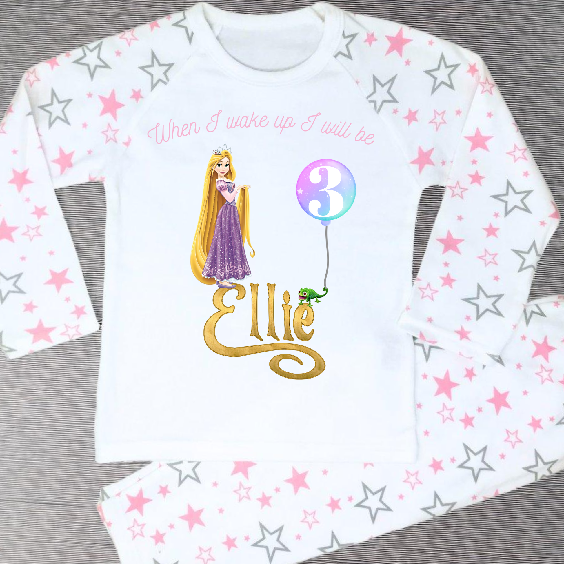 Repunzel birthday pyjamas, tangled birthday gift, when i wake up Repunzel Tangled, Tangled birthday pjs
