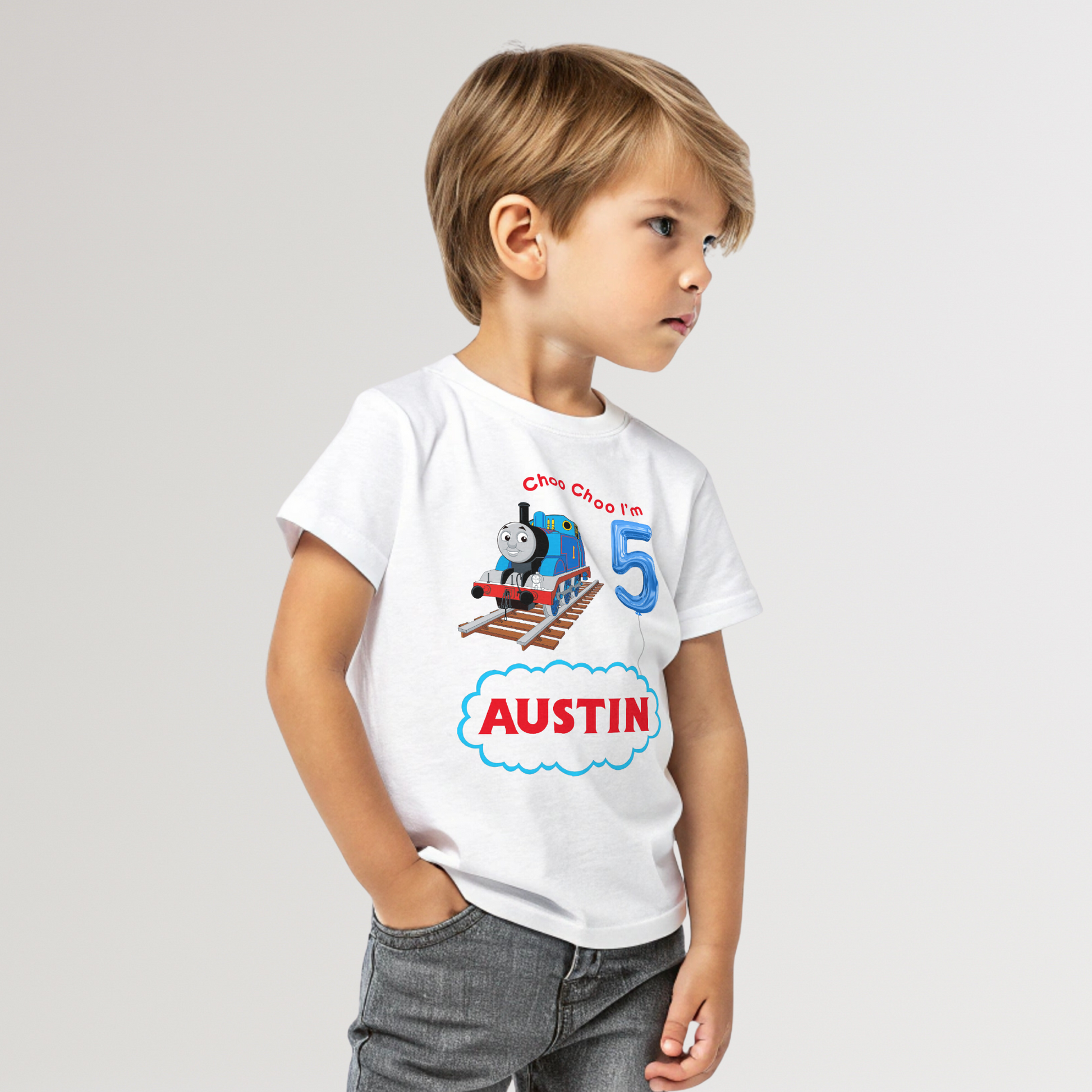 Birthday T-shirt - Custom Thomas Engine Kids Birthday Tee