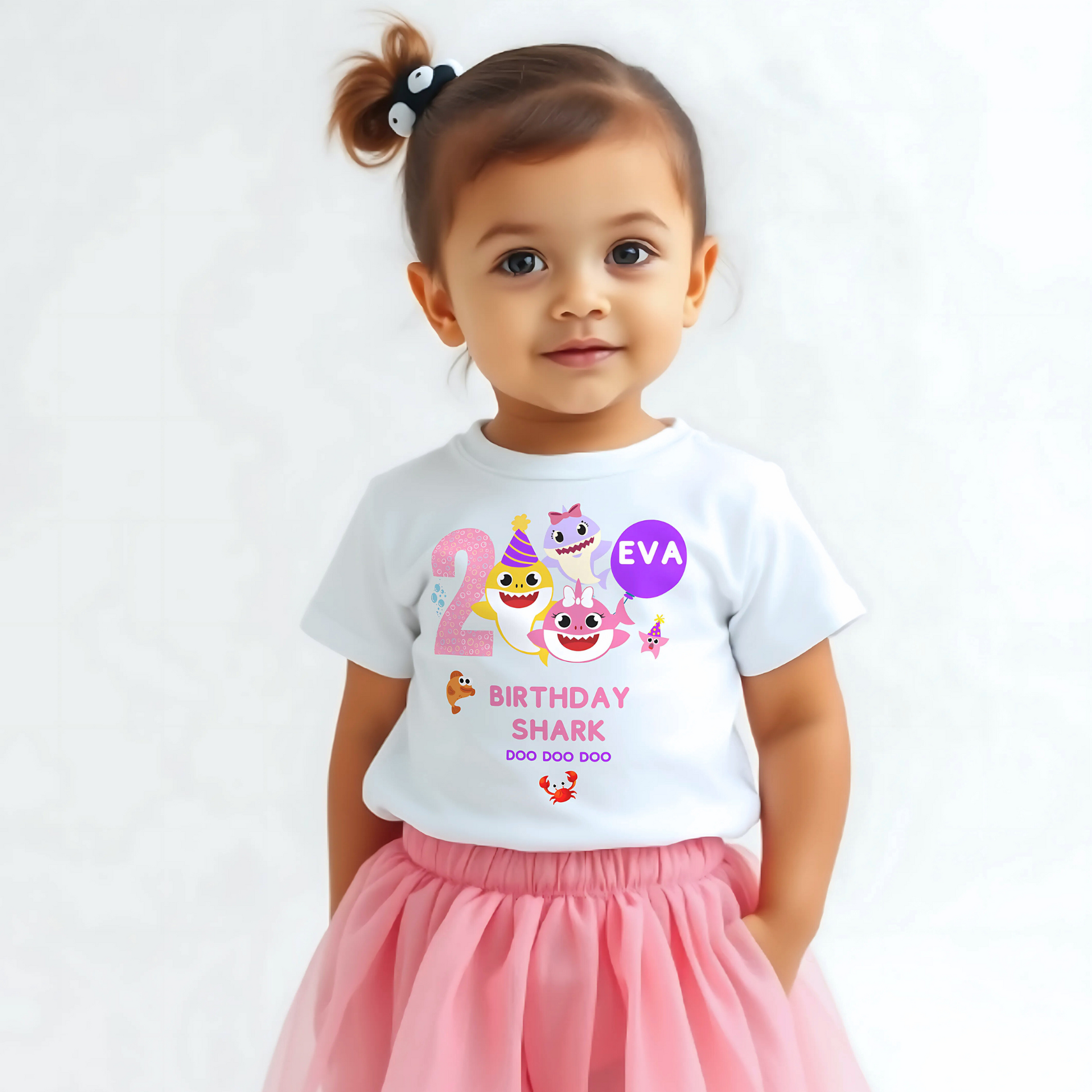 Birthday T-shirt for Girls - Personalised Baby Shark Unique Design