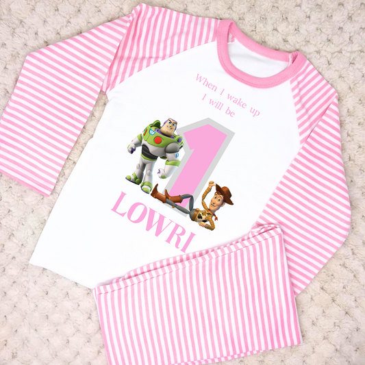 Girls Personalised Toy Story's Buzz and Woody Birthday Pyjamas  - any name and age