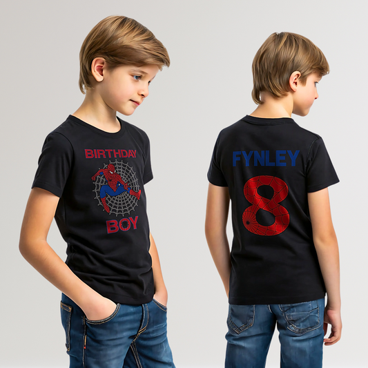 Birthday T-shirt - Personalised Spiderman T-shirt for Boys