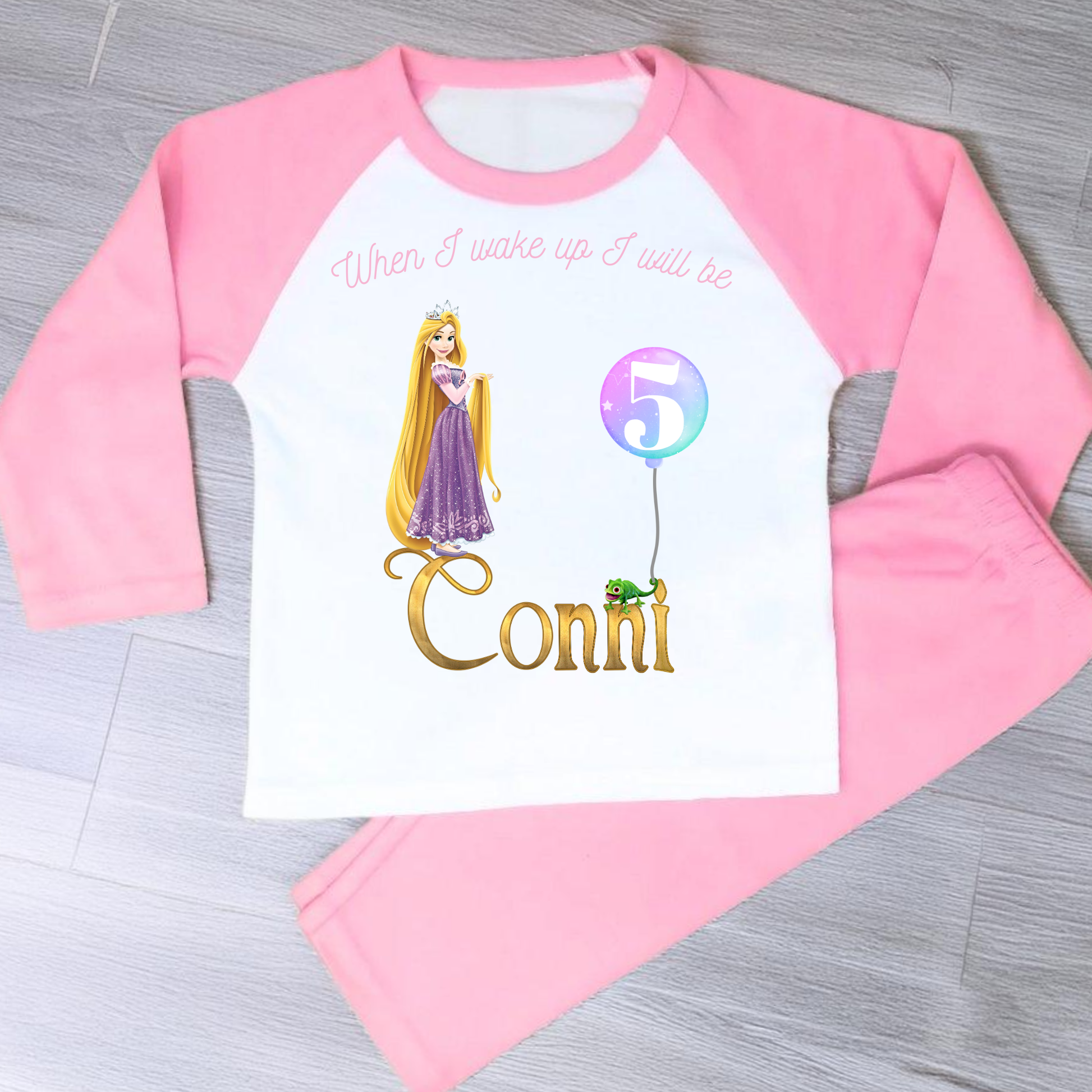 Repunzel birthday pyjamas, tangled birthday gift, when i wake up Repunzel Tangled, Tangled birthday pjs