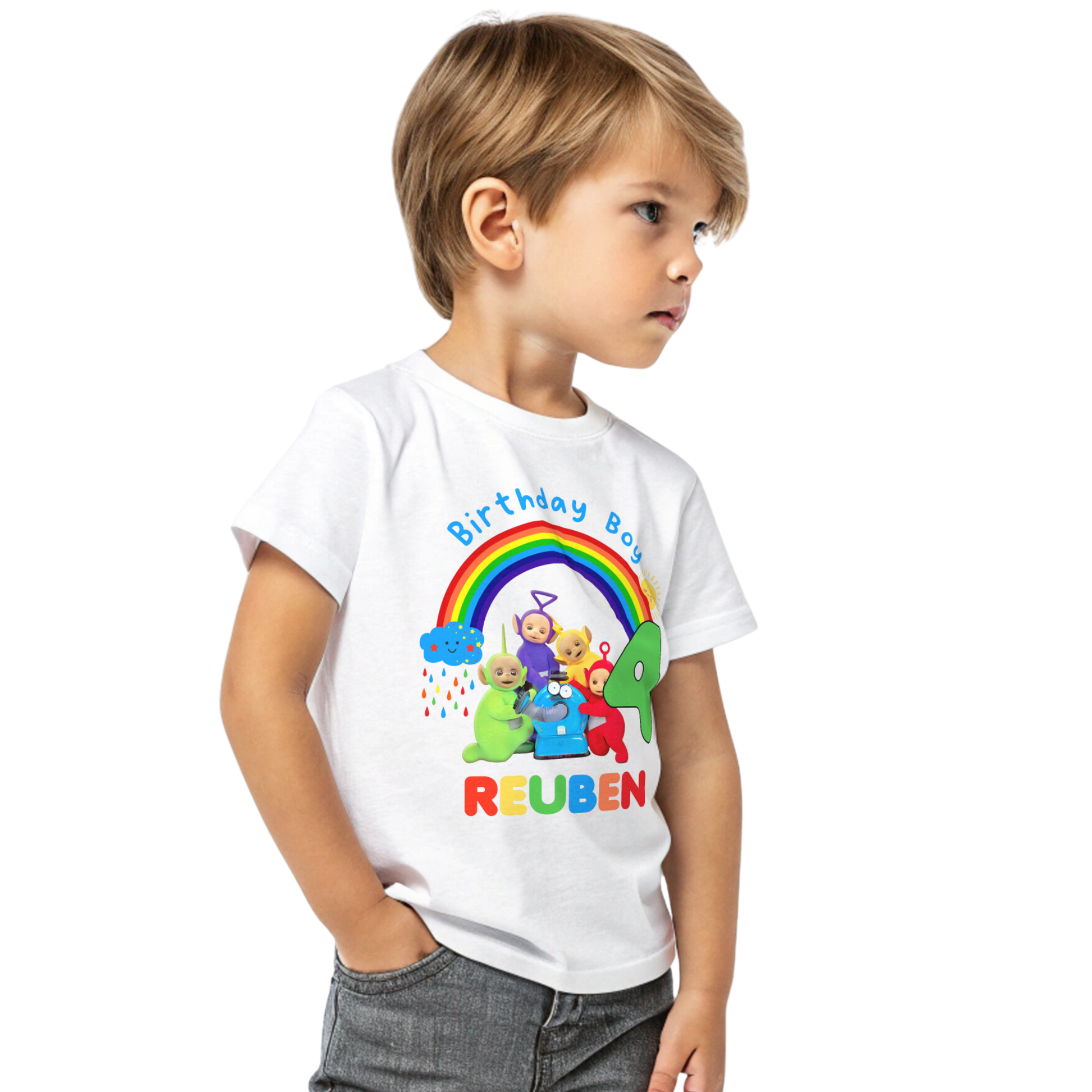 Boys Teletubbies Birthday T-shirt  with Personalisation - any name and age