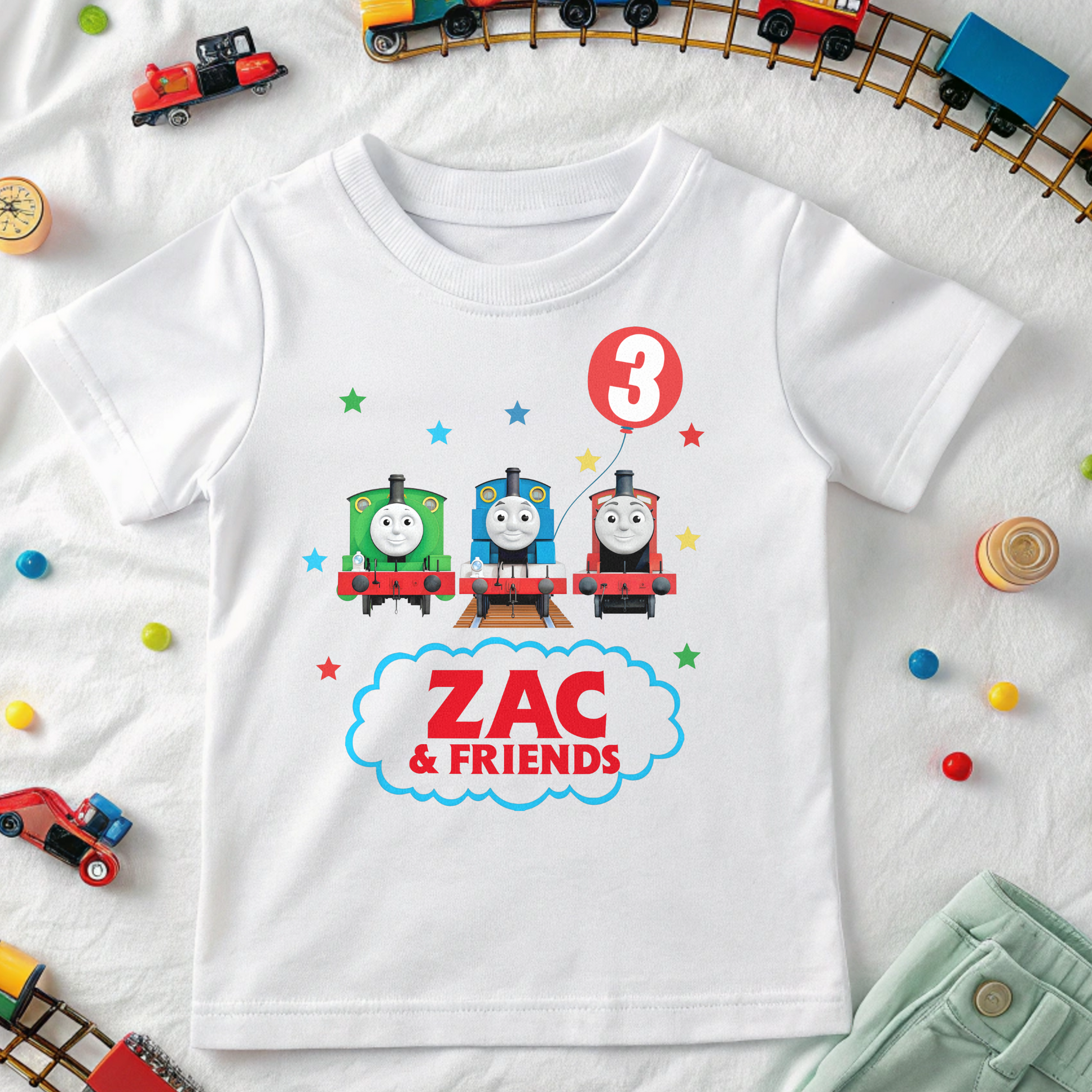 Birthday T-shirt for Boys: Personalised Thomas the Tank Engine Tee
