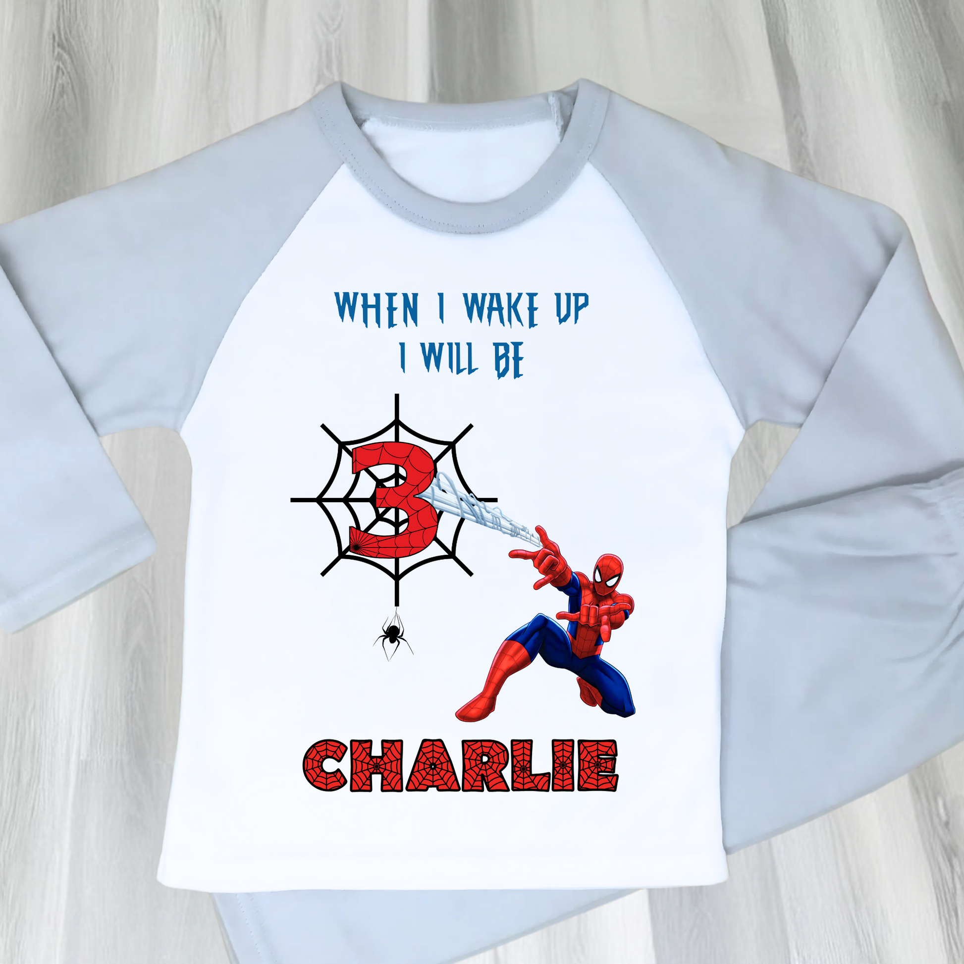 Spiderman Birthday Pyjamas - Boys Personalised Spiderman Birthday PJs, personalised spiderman birthday pyjamas, spidery birthday pjs personalised, spiderman birthday pjs