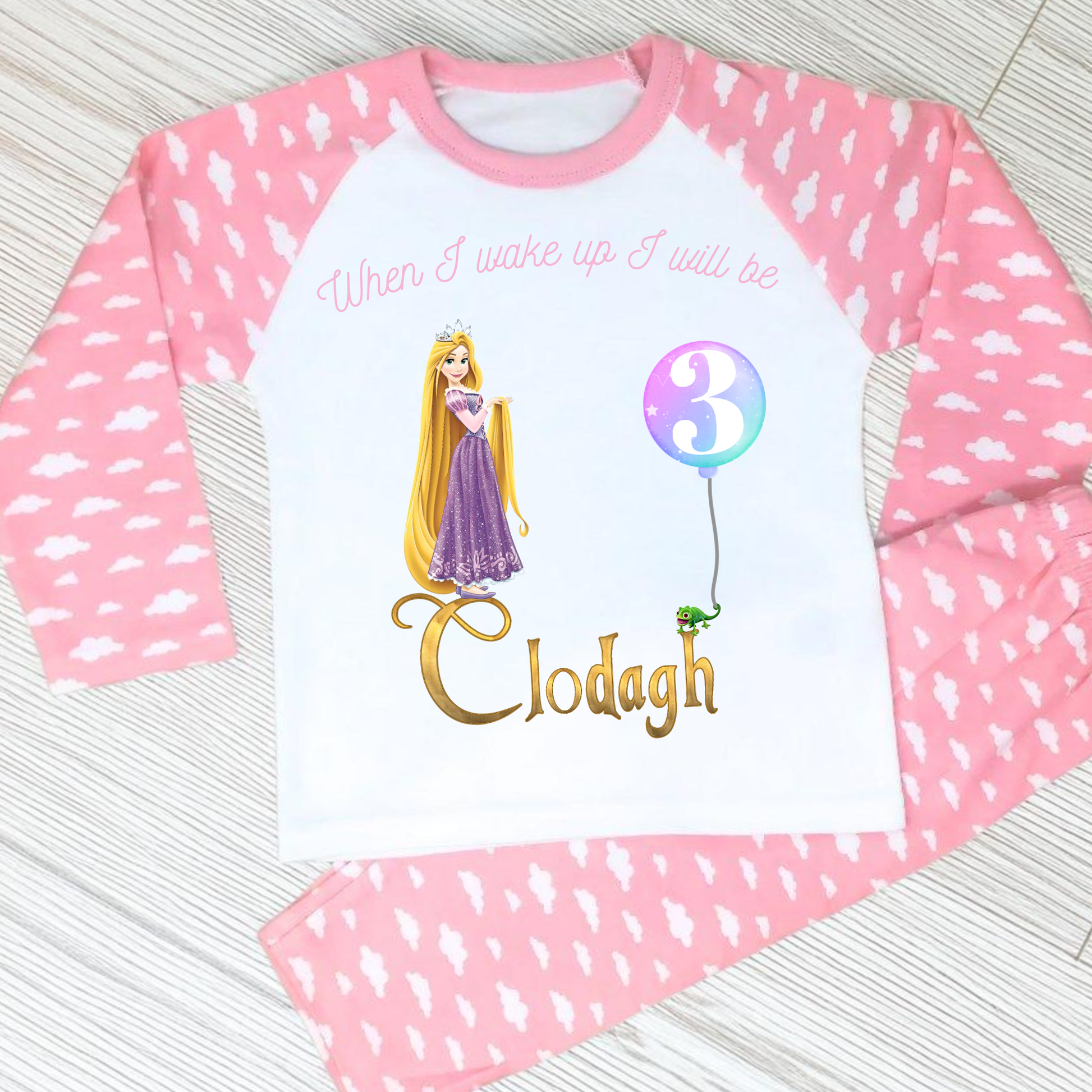 Repunzel birthday pyjamas, tangled birthday gift, when i wake up Repunzel Tangled, Tangled birthday pjs