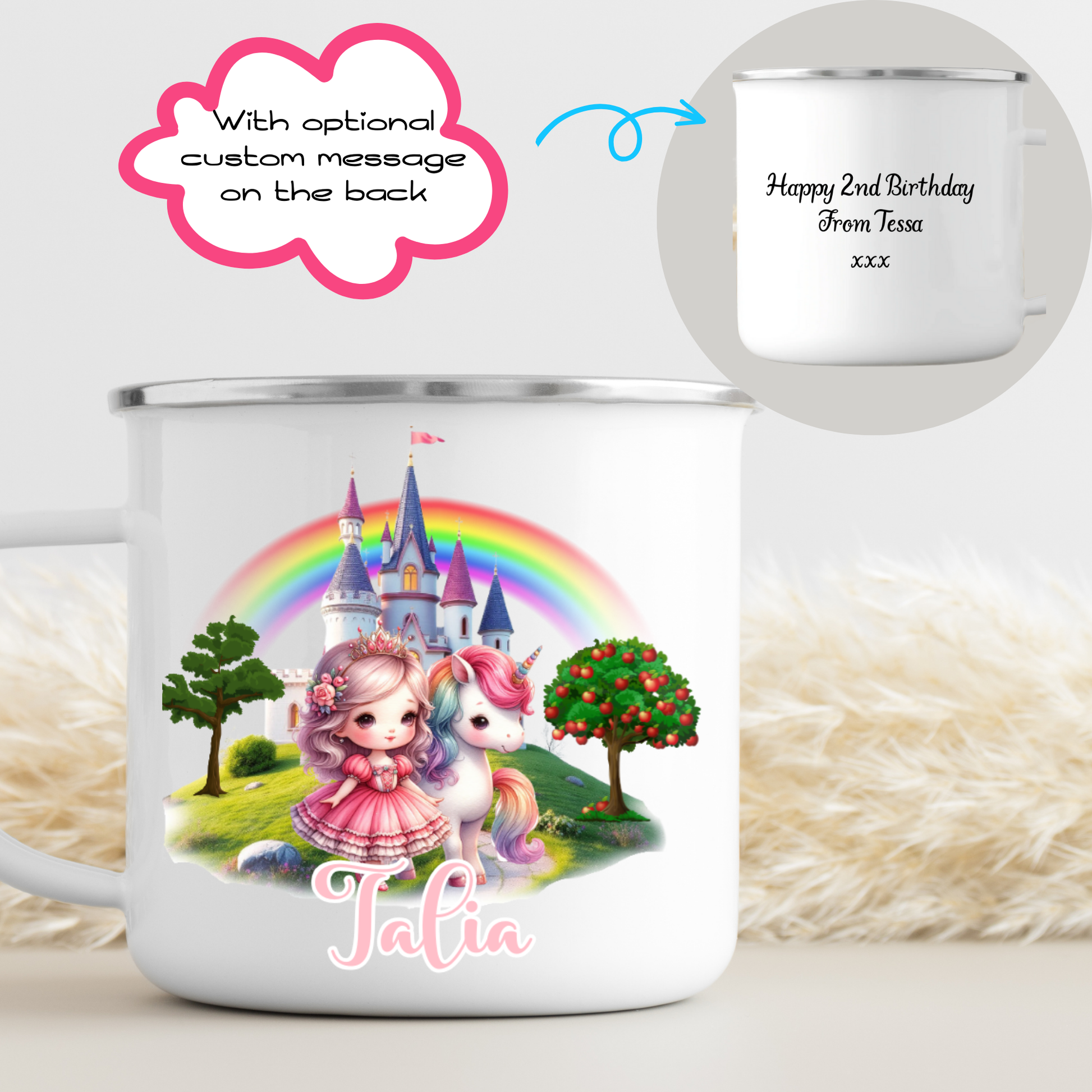 custom mug, personalised princess mug for girls, unicorn girls gift