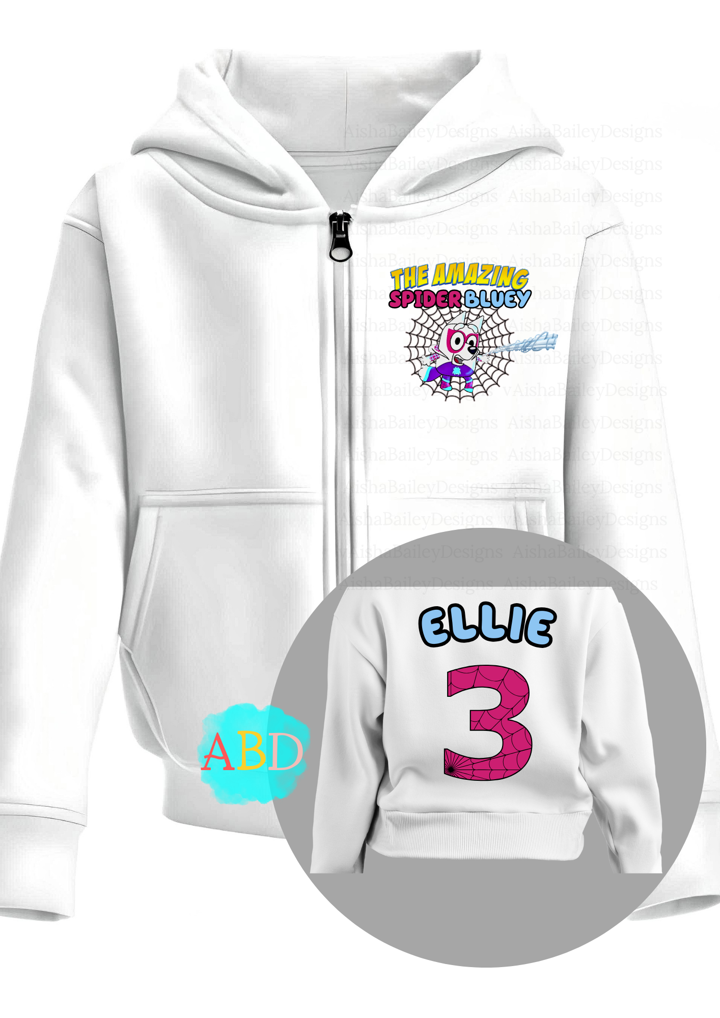 Custom Hoodie for Girls - Personalised Spider Muffin from Bluey Hoodie