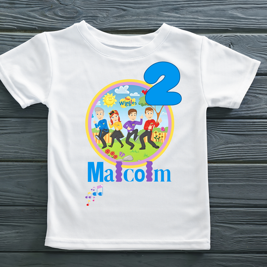 Wiggles birthday t-shirt, boys wiggles tshirt, personalised wiggles with name, custom wiggles birthday