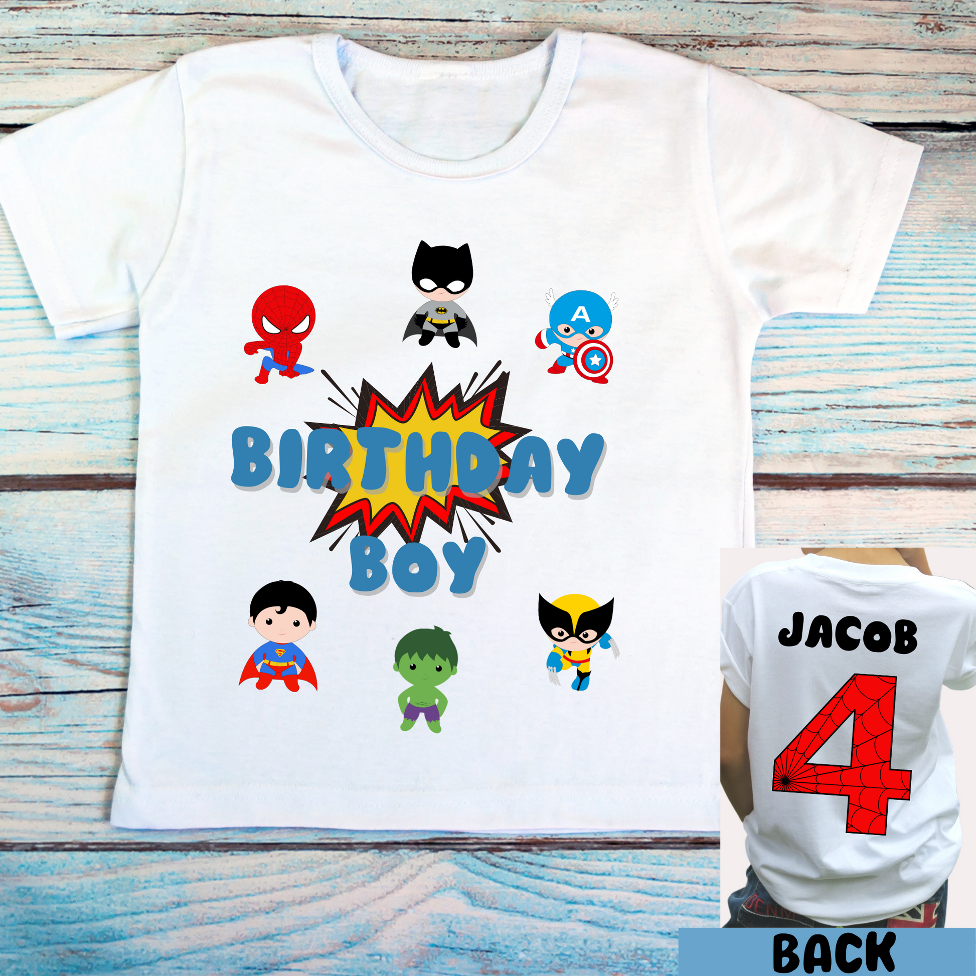 Birthday T-shirt for Boys - Personalised Superhero Birthday Tee