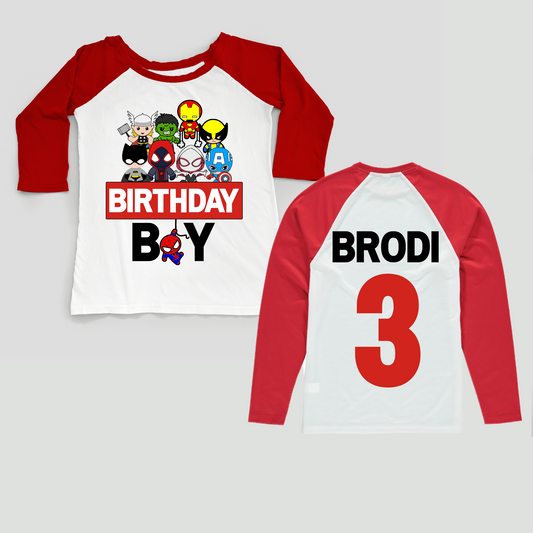 personalised birthday long sleeve top Marvel, Boys marvel superhero top with name, Custom superhero hwith name, superhero spidey and friends personalised, custom birthday superhero top for boys, boys avengers birthday top, custom tshirt for boys superhero, boys custom superhero gift 