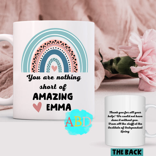 Personalised Boho Rainbow Thank you Mug: Thank You Friend Gifts, Boho Rainbow mug gift, Thank You Gift for Teacher, custom Rainbow Mug, Gift for teacher,